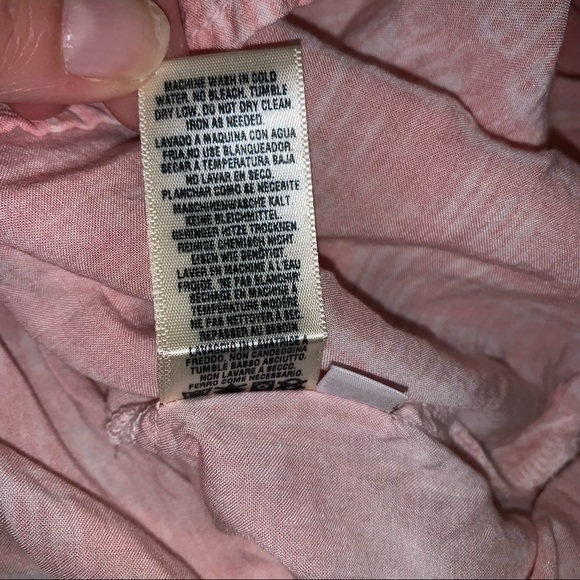 Anthropologie Cloth & Stone Pink & White Marine Button Down Top Blouse Medium - Picture 9 of 9